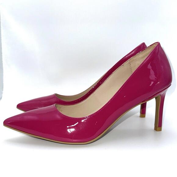 Stuart Weitzman Patent Leather Pointed Toe Pumps Hot Pink US 5B stiletto Heels - Picture 2 of 9